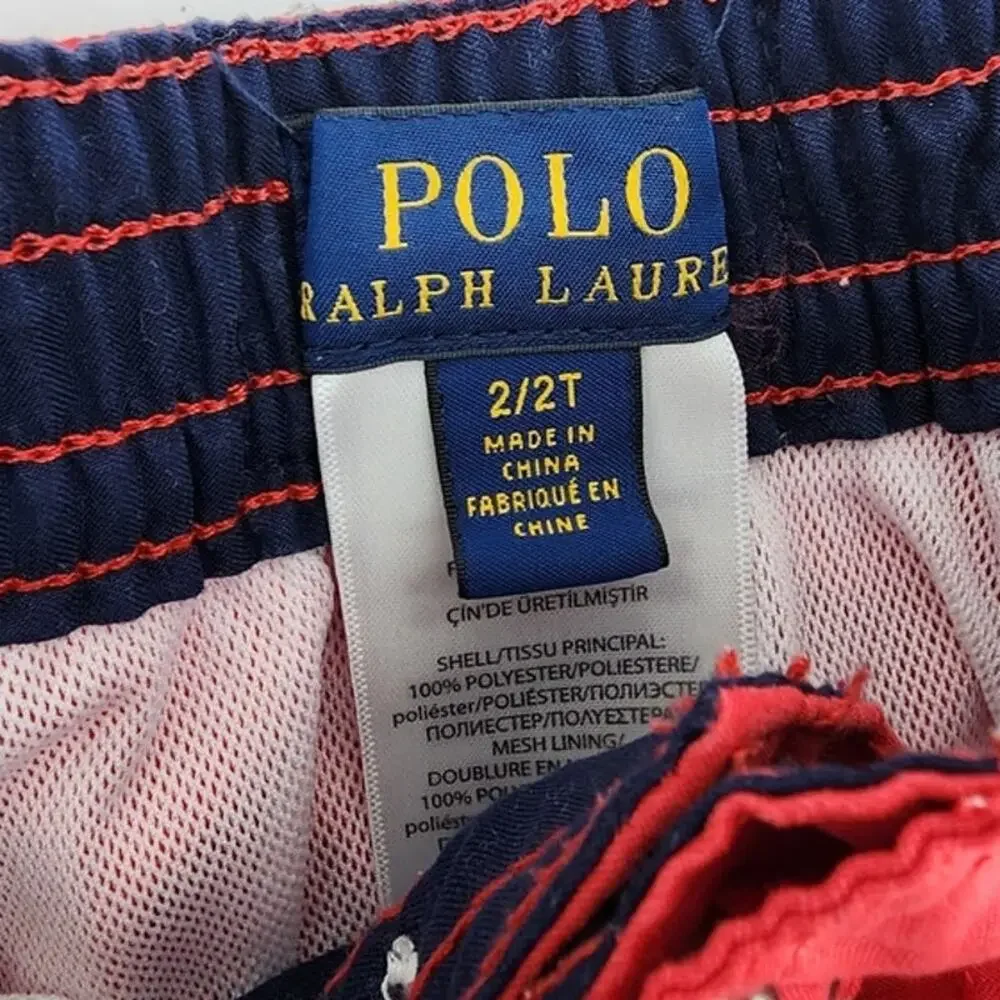 Toddler Boys Polo Ralph Lauren‎ Swim Big Pony Swimwear Shorts Red Size 2T - Picture 6 of 6